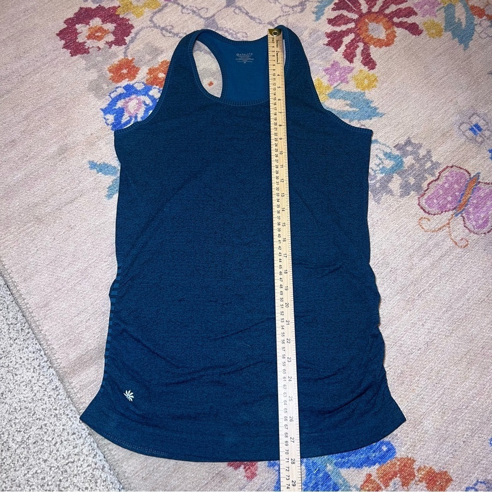 Athleta Racerback Top Womens Size M Activewear Blue Space Dye Gym Rouching - Picture 3 of 7
